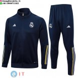 Giacca Set Completo Lunga Zip Real Madrid 2023/2024 Blu Navy Giallo