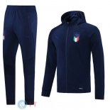 Felpa Cappuccio Set Completo Italia 2021 Blu Navy
