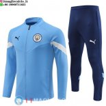 Giacca Set Completo Lunga Zip Manchester city 22-23 Blu