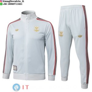 Giacca Full Zip e Pantaloni Allenamento Flamengo 2025/2026 Grigio Rosso