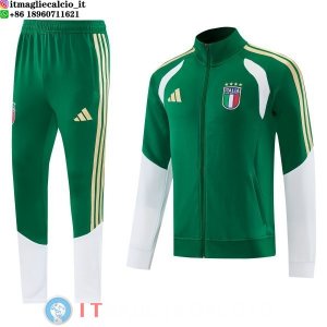 Giacca Set Completo Lunga Zip Italia 2026 Verde I Bianco