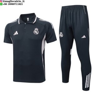 POLO Maglia Set Completo Real Madrid 2025/2026 Grigio Navy Rosa