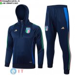 Felpa Cappuccio Set Completo Bambino Italia 2024 Blu Navy