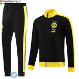 Giacca Set Completo Lunga Zip Borussia Dortmund 23-24 Nero Giallo