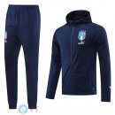 Felpa Cappuccio Set Completo Italia 2022 Blu Navy