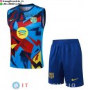Senza Maniche Set Completo Maglia Barcellona 2025/2026 Blu Rosso Giallo