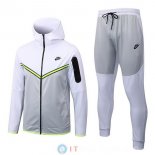 Giacca Felpa Cappuccio Set Completo Nike 22-23 Grigio Bianco