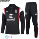 Felpa Da Allenamento Set Completo AC Milan 23-24 Nero Rosso Bianco