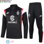 Felpa Da Allenamento Set Completo AC Milan 23-24 Nero Rosso Bianco