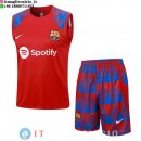 Senza Maniche Set Completo Maglia Barcellona 2023/2024 Rosso Blu