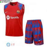 Senza Maniche Set Completo Maglia Barcellona 2023/2024 Rosso Blu