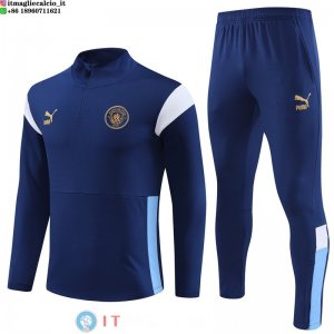 Felpa Da Allenamento Set Completo Manchester city 23-24 Blu Navy Bianco