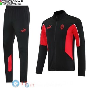 Giacca Lunga Zip Set Completo AC Milan 25-26 Nero Rosso