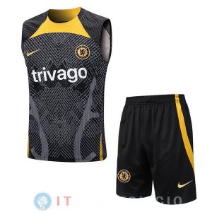 Senza Maniche Set Completo Maglia Chelsea 2022/2023 Nero I Giallo