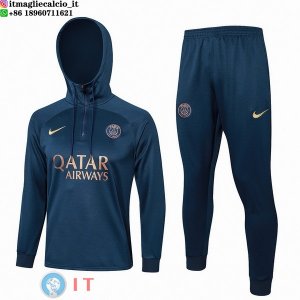 Giacca Felpa Cappuccio Set Completo Bambino PSG 23-24 Blu II Navy