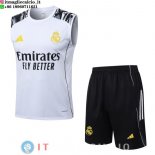 Senza Maniche Set Completo Maglia Real Madrid 2025/2026 Bianco Giallo Nero Senza Maniche Set Completo Maglia Real Madrid 2025/2026 Bianco Giallo Nero
