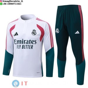 Felpa Da Allenamento Set Completo Real Madrid 26-27 Bianco Rosa Verde