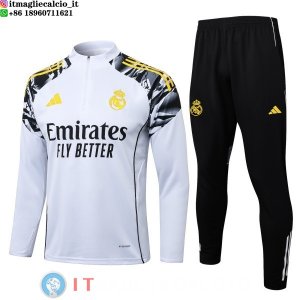 Felpa Da Allenamento Set Completo Real Madrid 25-26 Bianco Amarill Nero