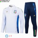 Felpa Da Allenamento Set Completo Italia 2024 Bianco Blu Navy