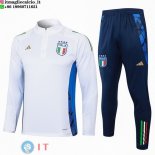 Felpa Da Allenamento Set Completo Italia 2024 Bianco Blu Navy