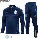 Felpa Da Allenamento Bambino Set Completo Italia 2024 Blu Navy