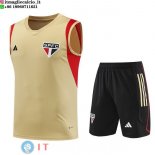 Senza Maniche Set Completo Maglia São Paulo 2023/2024 Giallo Rosso Nero