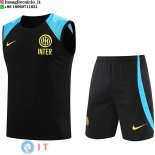 Senza Maniche Set Completo Maglia Inter Milan 2023/2024 Nero Blu