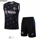 Senza Maniche Set Completo Maglia Manchester United 2023/2024 I Nero