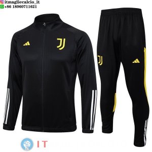 Giacca Set Completo Lunga Zip Bambino Juventus 23-24 Nero Bianco Giallo