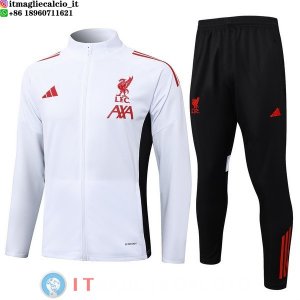 Giacca Lunga Zip Set Completo Liverpool 25-26 Bianco Nero