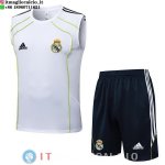 Senza Maniche Set Completo Maglia Real Madrid 2025/2026 Bianco Verde Blu