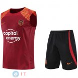 Senza Maniche Set Completo Maglia Atletico Madrid 2022/2023 Rosso Nero