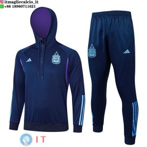 Giacca Felpa Cappuccio Set Completo Argentina 2023 Blu I Navy