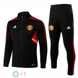 Giacca Set Completo Manchester United 22-23 Nero I Rosso