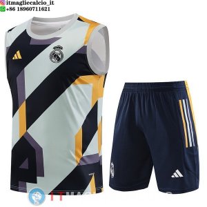 Senza Maniche Set Completo Maglia Real Madrid 2023/2024 Bianco Purpureo I Blu