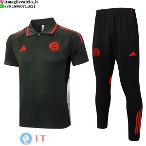 POLO Maglia Set Completo Bayern Monaco 2025/2026 Verde Navy Rosso