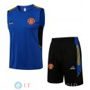 Senza Maniche Set Completo Maglia Manchester United 2022/2023 Blu Nero