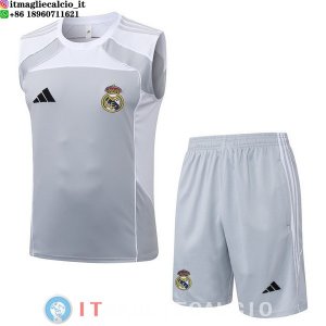 Senza Maniche Set Completo Maglia Real Madrid 2025/2026 Grigio BiancoBlu
