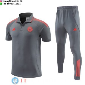 POLO Maglia Set Completo Bayern Monaco 2026/2027 Grigio Rosso