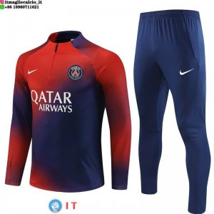 Felpa Da Allenamento Set Completo PSG 23-24 Rosso Blu Navy