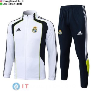 Giacca Lunga Zip Set Completo Real Madrid 25-26 Bianco Nero Verde