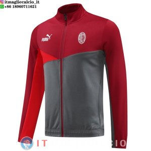 Giacca Lunga Zip AC Milan 24-25 Rosso Grigio