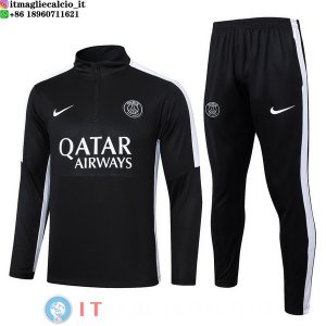 Felpa Da Allenamento Set Completo PSG 23-24 Nero Bianco
