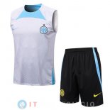 Senza Maniche Set Completo Maglia Inter Milan 2022/2023 Bianco Blu