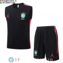 Senza Maniche Set Completo Maglia Brasile 2026 Nero Rosa