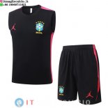 Senza Maniche Set Completo Maglia Brasile 2026 Nero Rosa