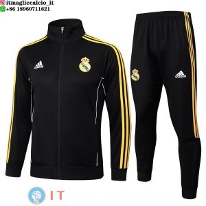 Giacca Lunga Zip Set Completo Real Madrid 25-26 Nero Giallo