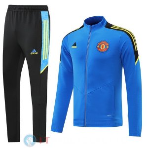 Giacca Set Completo Lunga Zip Manchester United 22-23 Nero Blu