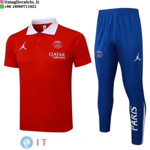 POLO Maglia Set Complet Paris Saint Germain 2025/2026 Rosso Blu