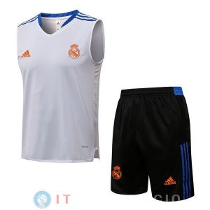 Senza Maniche Set Completo Maglia Real Madrid 2021/2022 Bianco